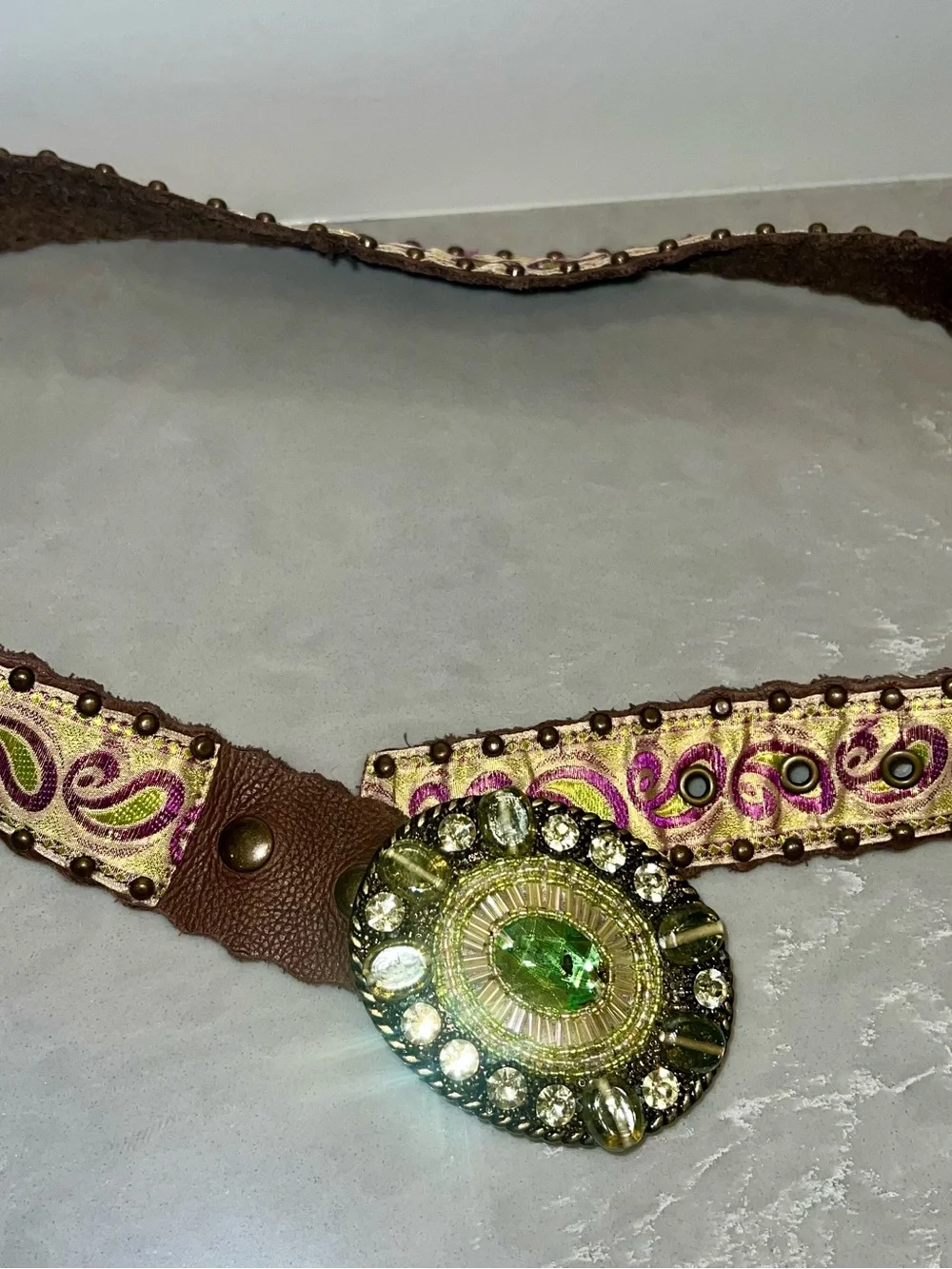 Leather Rock:  Embellished Genuine Leather Studded Belt-NO FLAWS